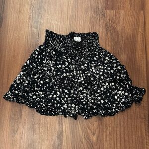 Black Floral Ruffle Skirt